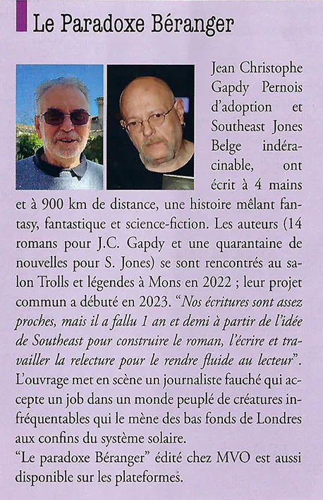 Le paradoxe Béranger sur le journal local de Pernes-les-Fontaines